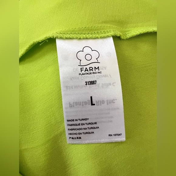 New Farm Rio LIME GREEN CUTOUT TIE RUCHED MIDI DRESS Size L - Picture 12 of 12